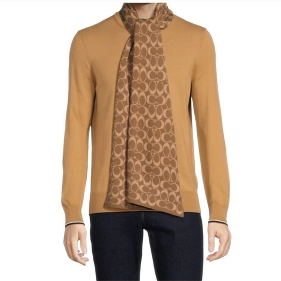 Coach Signature Beanie Hat & Scarf Boxed Gift Set - Khaki /Brown / Tan NWT! - Picture 4 of 7